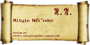 Mityin Nándor névjegykártya